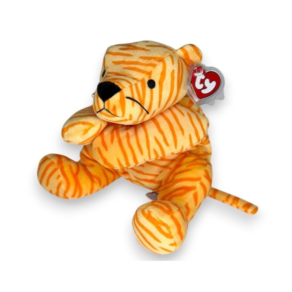 Purr‎ the Tiger | Orange Cozy Jungle Friend | Mint Heart Tag TY Pillow Pal